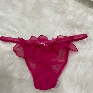 Silk Sheer Pink Ruffle Thong